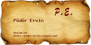 Pödör Ervin névjegykártya